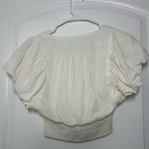 Free People can't get enough wrap top puffed sleeves in poplin size extra small - Picture 9 of 11